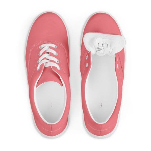 womens lace up canvas shoes white front 2 66e3778e3253d – Women’s lace-up Pink canvas shoes | Miah Shop
