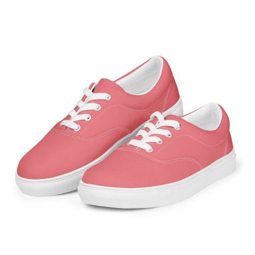 womens lace up canvas shoes white left front 2 66e3778e3291a – Women’s lace-up Pink canvas shoes | Miah Shop