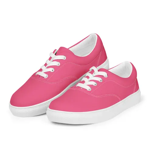 womens lace up canvas shoes white left front 2 66e377b937fbd – Women’s lace-up Bright Pink canvas shoes | Miah Shop