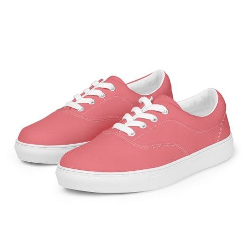womens lace up canvas shoes white left front 66e3778e32367 – Women’s lace-up Pink canvas shoes | Miah Shop
