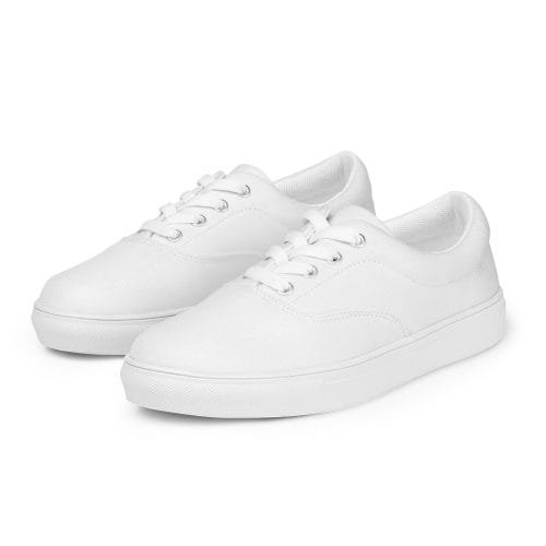 womens lace up canvas shoes white left front 66e38a7041d33 – Women’s lace-up White canvas shoes | Miah Shop