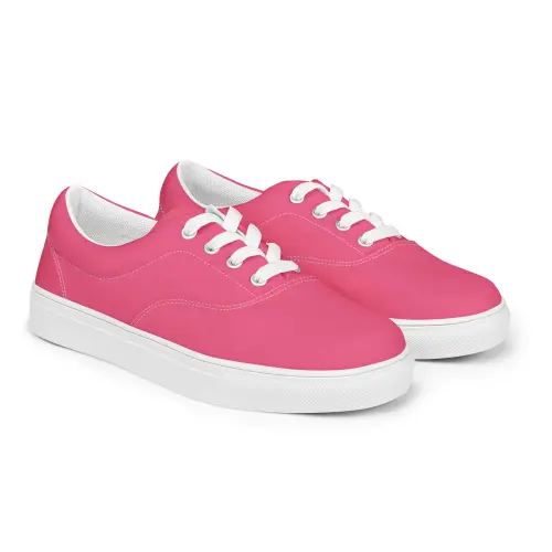 womens lace up canvas shoes white right front 66e377b938123 – Women’s lace-up Bright Pink canvas shoes | Miah Shop