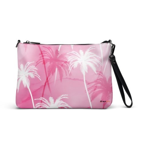 all over print crossbody bag white front 6720d59d5a1c6 – Crossbody Bag - Pink Palm Trees | Miah Shop