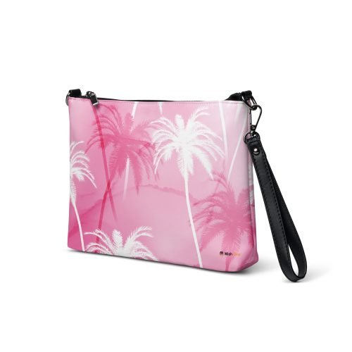 all over print crossbody bag white left front 6720d59d5a360 – Crossbody Bag - Pink Palm Trees | Miah Shop