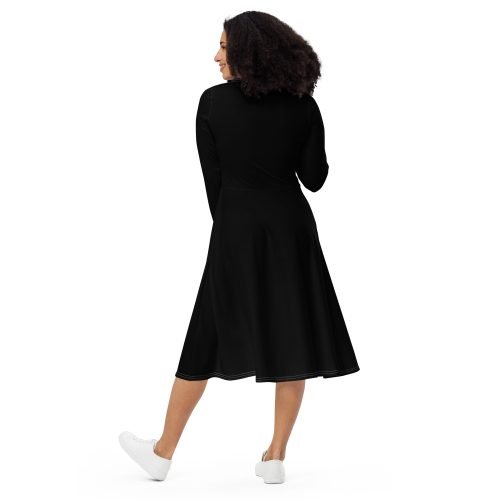 all over print long sleeve midi dress white back 671eb4cdb4ba1 – Long Sleeve Midi Dress Black | Miah Shop