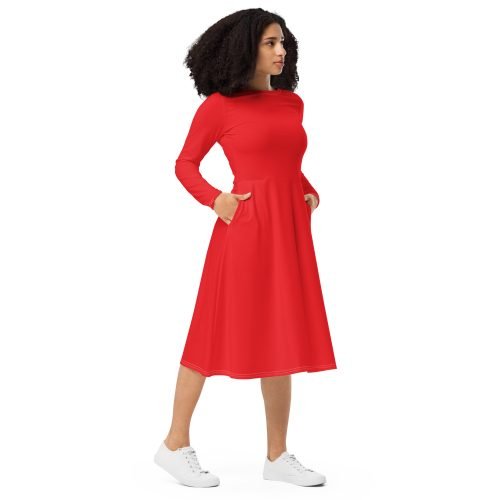 all over print long sleeve midi dress white right front 671eb59f0f527 – Long Sleeve Midi Dress Red | Miah Shop