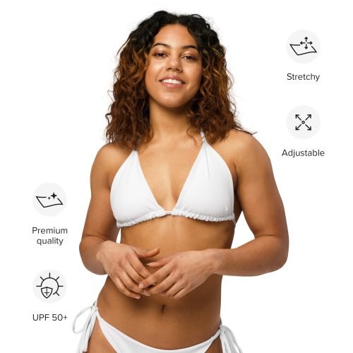 all over print recycled padded string bikini top white front 6720a3b159d11 – Padded String Bikini Top - White | Miah Shop