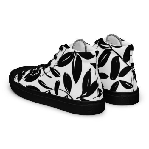 womens high top canvas shoes black left back 6721d9b49e728 – Women's High Top Canvas Shoes - With Leaves | Miah Shop