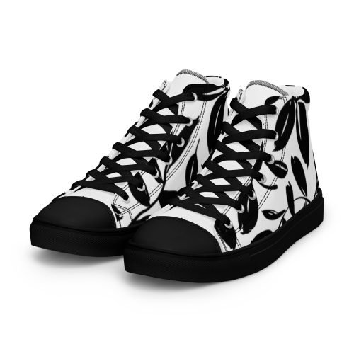 womens high top canvas shoes black left front 6721d9b49e955 – Women's High Top Canvas Shoes - With Leaves | Miah Shop
