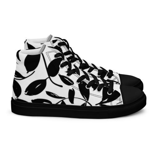 womens high top canvas shoes black right 6721d9b49f04a – Women's High Top Canvas Shoes - With Leaves | Miah Shop