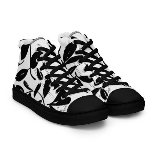 womens high top canvas shoes black right front 6721d9b49f51b – Women's High Top Canvas Shoes - With Leaves | Miah Shop