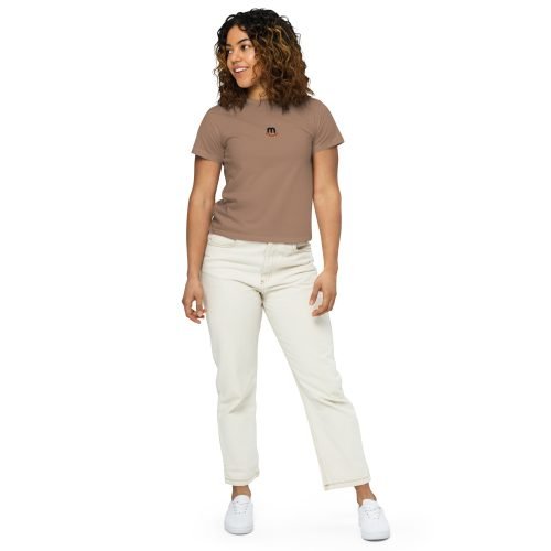womens high waisted tee latte front 2 6720a9aeb3ce6 – Womens White Tee Ultra-Soft Cotton with Longline Fit | Miah Shop
