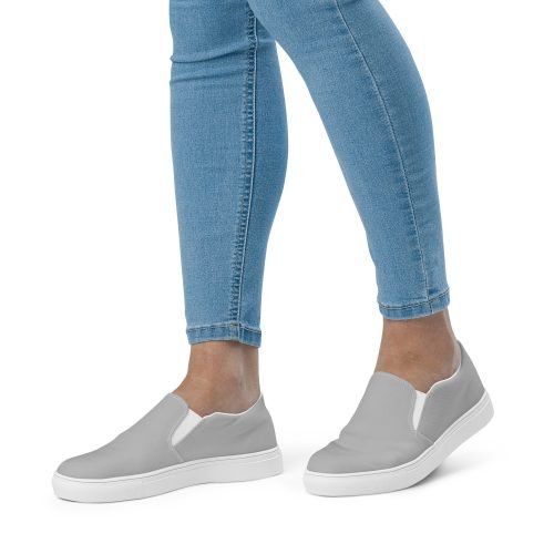 womens slip on canvas shoes white front 6721134ba3d3c – Women’s slip-on canvas shoes - Silver | Miah Shop