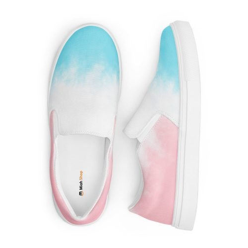 womens slip on canvas shoes white front 672115be95437 – Women’s slip-on canvas shoes - Pink and blue gradient | Miah Shop