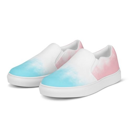 womens slip on canvas shoes white left front 672115be956d3 – Women’s slip-on canvas shoes - Pink and blue gradient | Miah Shop