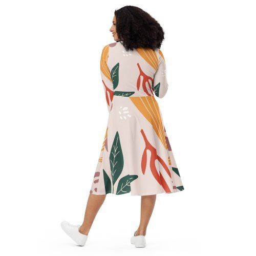 all over print long sleeve midi dress white back 67577c071d16a – Long Sleeve Midi Dress Floral | Miah Shop