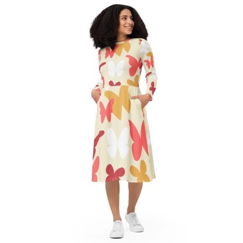 long sleeve midi dress formal