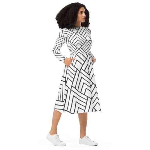 all over print long sleeve midi dress white right front 67577be564d5e – Long Sleeve Midi Dress Abstract | Miah Shop