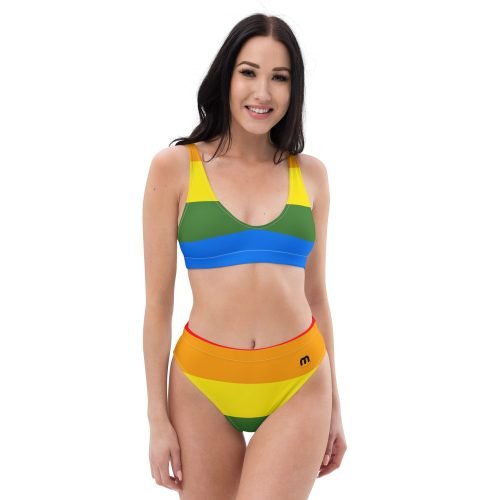 all over print recycled high waisted bikini white front 6757254204ad0 – High-waisted Pride Bikini | Miah Shop