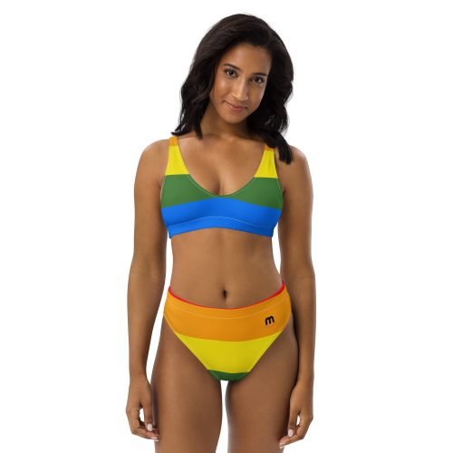 all over print recycled high waisted bikini white front 6757254204d8f – High-waisted Pride Bikini | Miah Shop