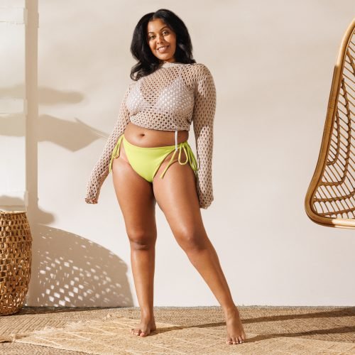 all over print recycled string bikini bottom white front 6757334374353 – String Bikini Bottom - Dolly | Miah Shop