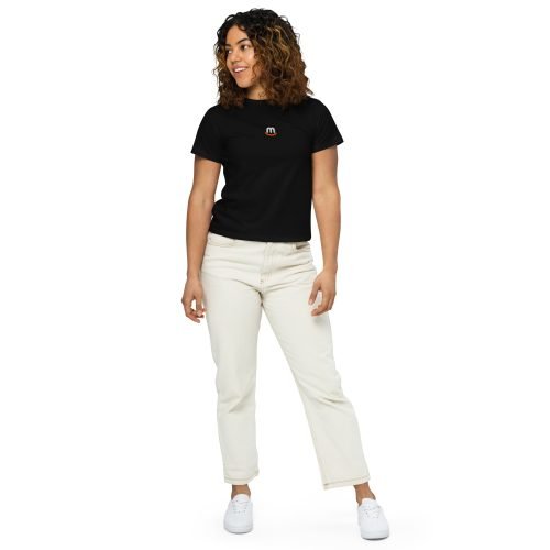 womens high waisted tee black front 2 6796f6197c46f – Womens White Tee Ultra-Soft Cotton with Longline Fit | Miah Shop
