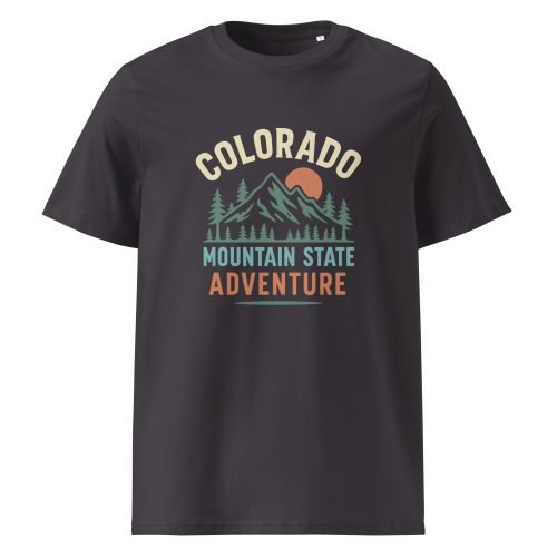 unisex organic cotton t shirt anthracite front 6829d1469f2d4 – Colorado T Shirt – Organic Cotton Tee for Mountain State Lovers | Miah Shop