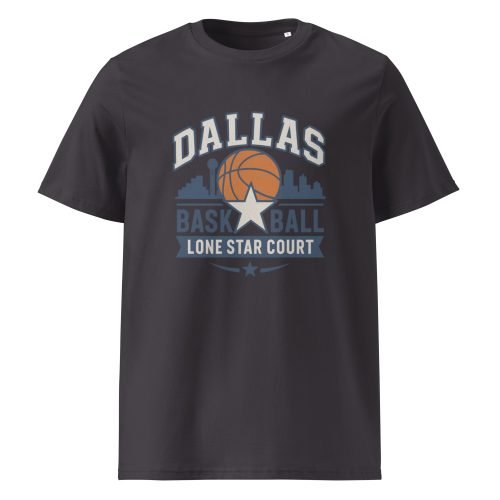 unisex organic cotton t shirt anthracite front 6829dd8a48aac – Dallas Basketball T Shirt – Sporty Style, Big D Energy | Miah Shop