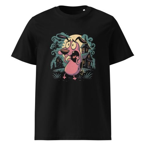 unisex organic cotton t shirt black front 6829d43708a20 – Courage the Cowardly Dog T Shirts – Retro Cartoon Organic Cotton Tees | Miah Shop
