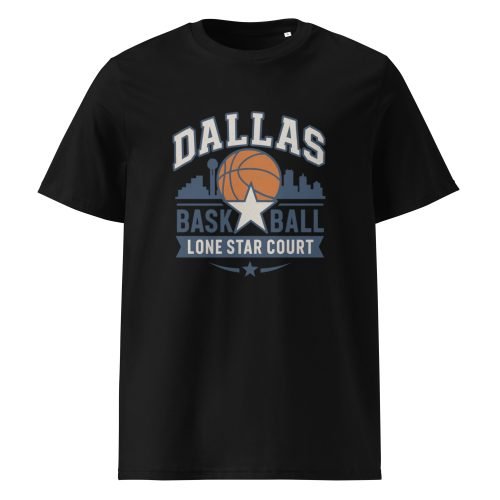 unisex organic cotton t shirt black front 6829dd8a40928 – Dallas Basketball T Shirt – Sporty Style, Big D Energy | Miah Shop