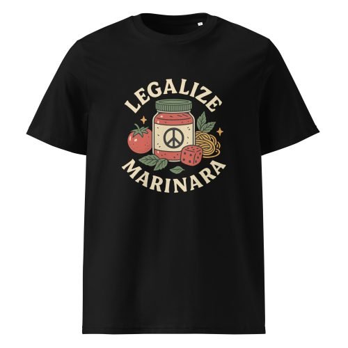 legalize marinara t shirt made from organic cotton