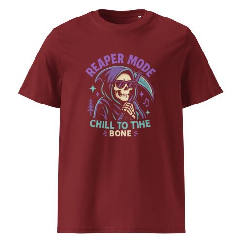 unisex organic cotton t shirt burgundy front 6829d1c60cc10 – Cool Reaper T Shirt – Edgy Organic Cotton Tee for Bold Styles | Miah Shop