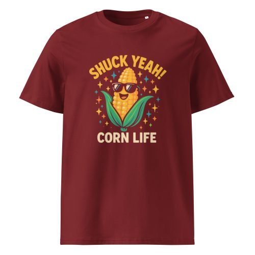 unisex organic cotton t shirt burgundy front 6829d23bcd678 – Corn T Shirt – Funny Organic Cotton Tee for Food Lovers | Miah Shop