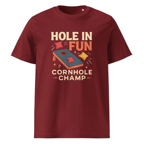 unisex organic cotton t shirt burgundy front 6829d2b3de080 – Cornhole T Shirts – Funny Outdoor Game Organic Cotton Tee | Miah Shop