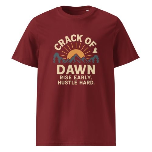 unisex organic cotton t shirt burgundy front 6829d4b958c7d – Crack of Dawn T Shirts – Eco-Friendly Sunrise-Inspired Tees | Miah Shop