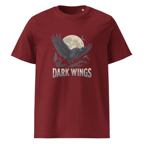 unisex organic cotton t shirt burgundy front 6829dbc383be6 – Crow T Shirt – Organic Cotton Tee with Mysterious Edge | Miah Shop