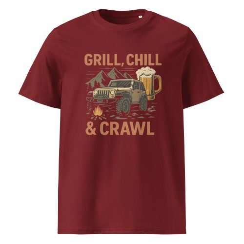 unisex organic cotton t shirt burgundy front 682af27675c0a – jeep beer t shirt | Miah Shop