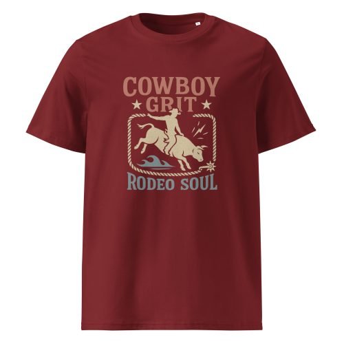 unisex organic cotton t shirt burgundy front 682b06672fe23 – Lane Frost T Shirt – Organic Cotton Rodeo Legend Tee | Miah Shop