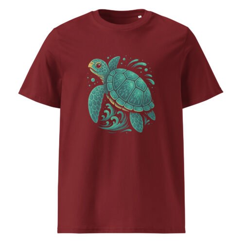 unisex organic cotton t shirt burgundy front 6830158eb1ba5 – Sea Turtle T Shirt – Eco Style for Ocean Lovers | Miah Shop