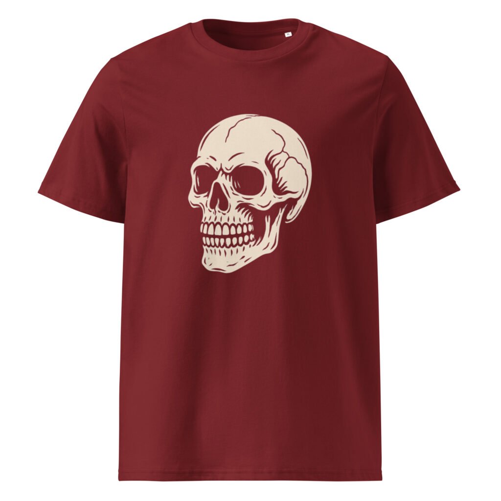 Home unisex organic cotton t shirt burgundy front 68304967b673e – Home | Miah Shop