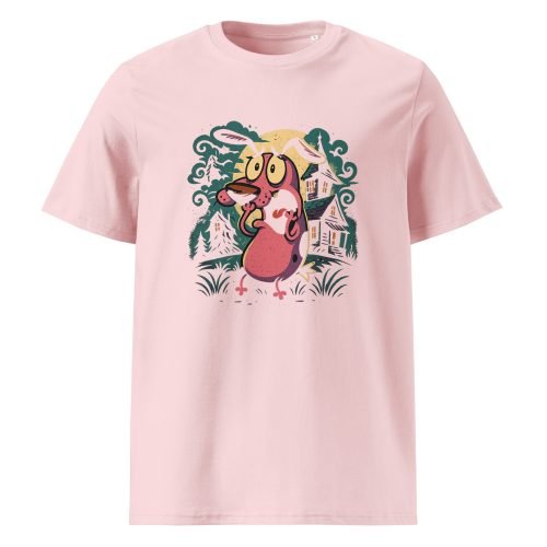 unisex organic cotton t shirt cotton pink front 6829d4375ffe0 – Courage the Cowardly Dog T Shirts – Retro Cartoon Organic Cotton Tees | Miah Shop