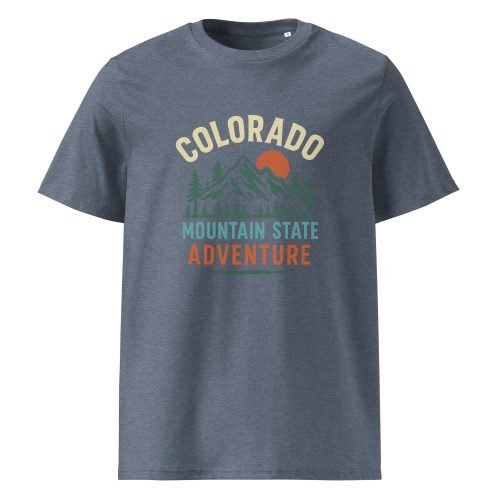 unisex organic cotton t shirt dark heather blue front 6829d146b3626 – Colorado T Shirt – Organic Cotton Tee for Mountain State Lovers | Miah Shop
