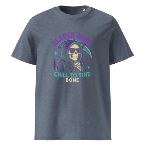 unisex organic cotton t shirt dark heather blue front 6829d1c6287be – Cool Reaper T Shirt – Edgy Organic Cotton Tee for Bold Styles | Miah Shop