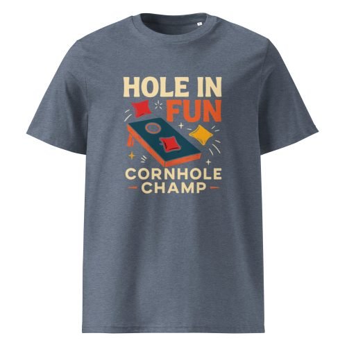 unisex organic cotton t shirt dark heather blue front 6829d2b3f41c2 – Cornhole T Shirts – Funny Outdoor Game Organic Cotton Tee | Miah Shop