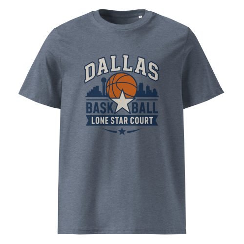 dallas basketball t shirt in organic cotton with athletic style and texas city pride