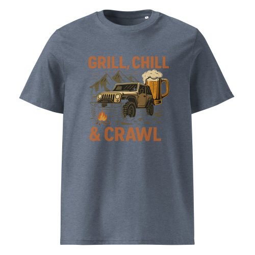 unisex organic cotton t shirt dark heather blue front 682af2768c271 – jeep beer t shirt | Miah Shop