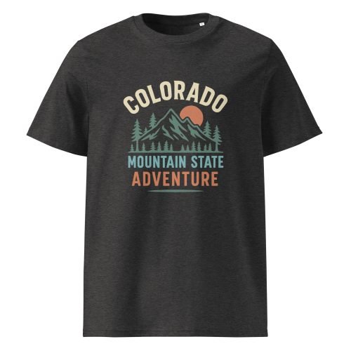 unisex organic cotton t shirt dark heather grey front 6829d14699424 – Colorado T Shirt – Organic Cotton Tee for Mountain State Lovers | Miah Shop