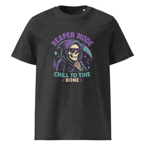 unisex organic cotton t shirt dark heather grey front 6829d1c6079a7 – Cool Reaper T Shirt – Edgy Organic Cotton Tee for Bold Styles | Miah Shop