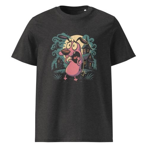 unisex organic cotton t shirt dark heather grey front 6829d437099d7 – Courage the Cowardly Dog T Shirts – Retro Cartoon Organic Cotton Tees | Miah Shop