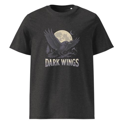 unisex organic cotton t shirt dark heather grey front 6829dbc381492 – Crow T Shirt – Organic Cotton Tee with Mysterious Edge | Miah Shop